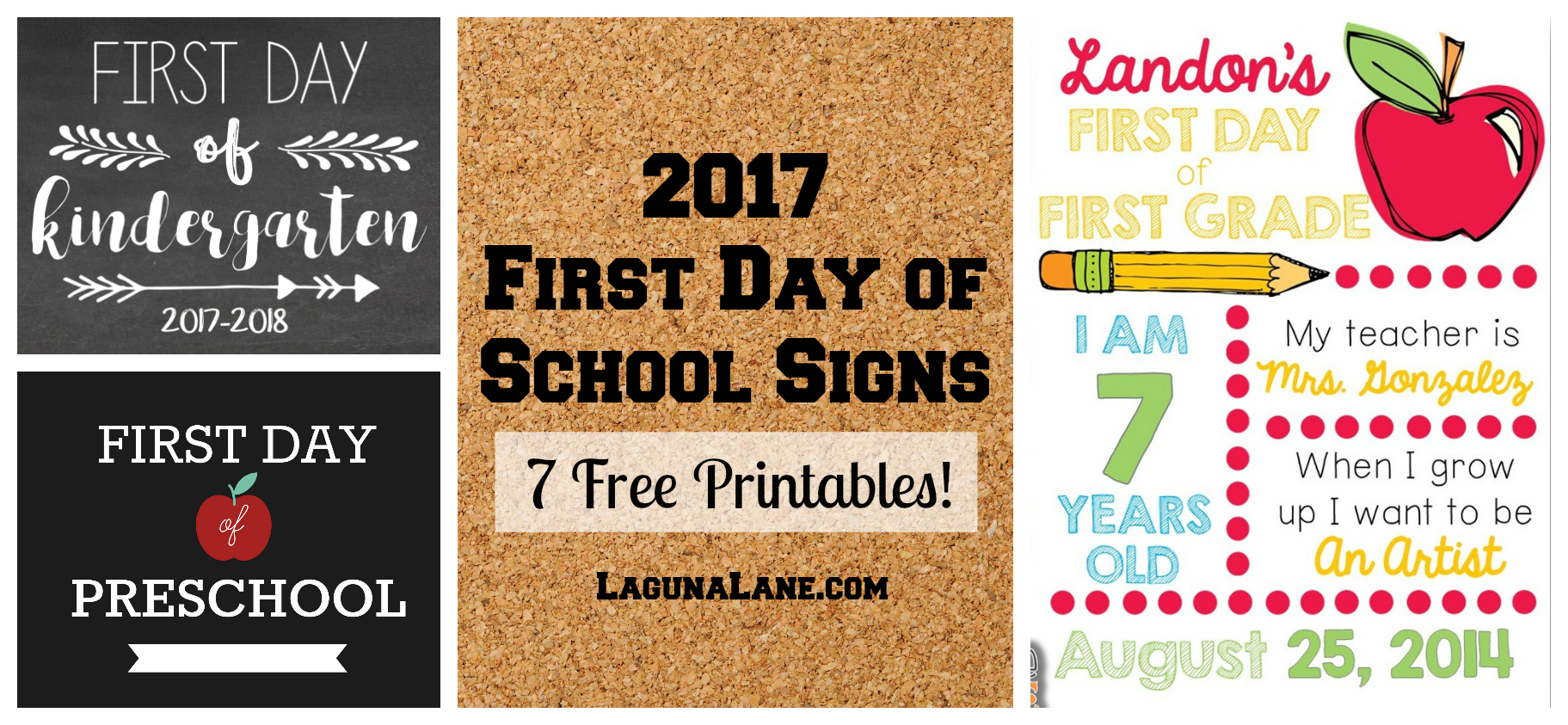 First Day of School Free Printables LagunaLane